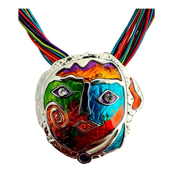 Multicolor Metal & Enamel with Rhinestones Necklace & Earrings Set - Picture 2 of 6